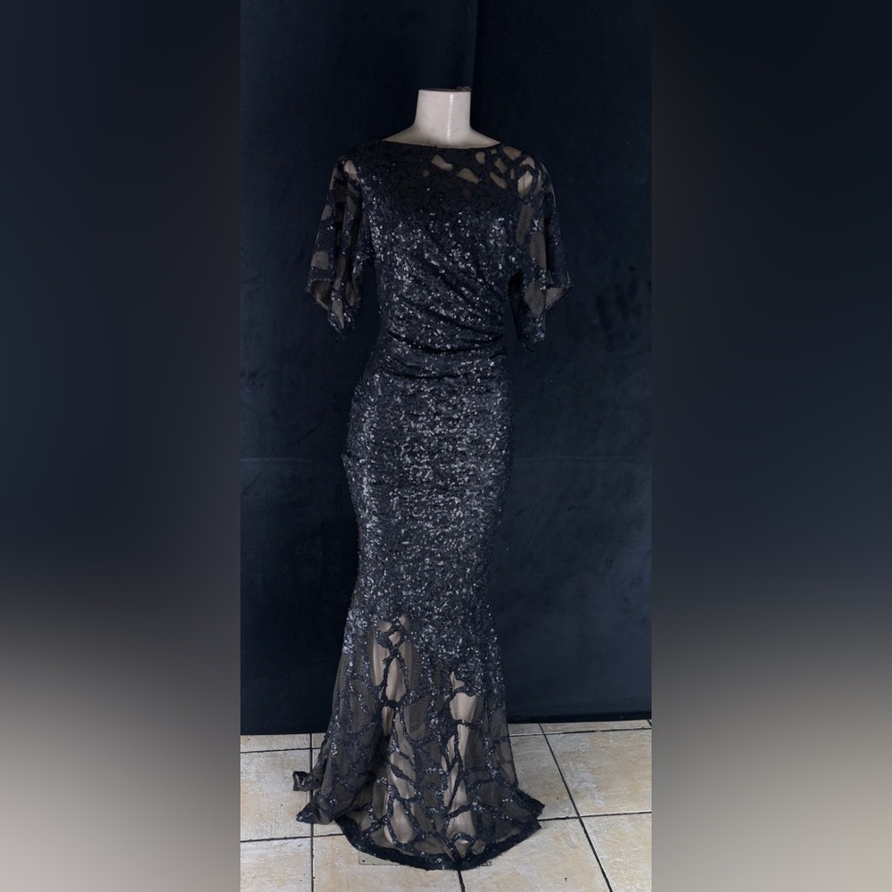 Elegant Black Sequin Evening Gown